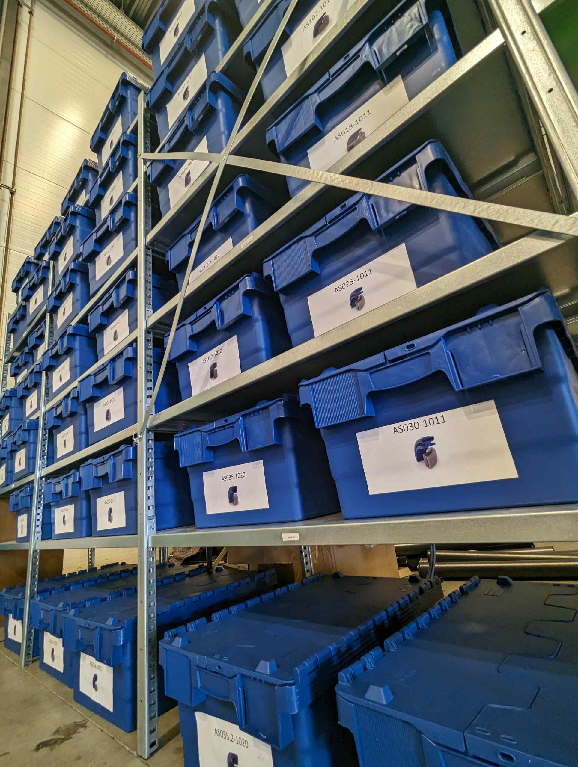 Boxes on a rack with the standard profiles of inflatable seals in it.