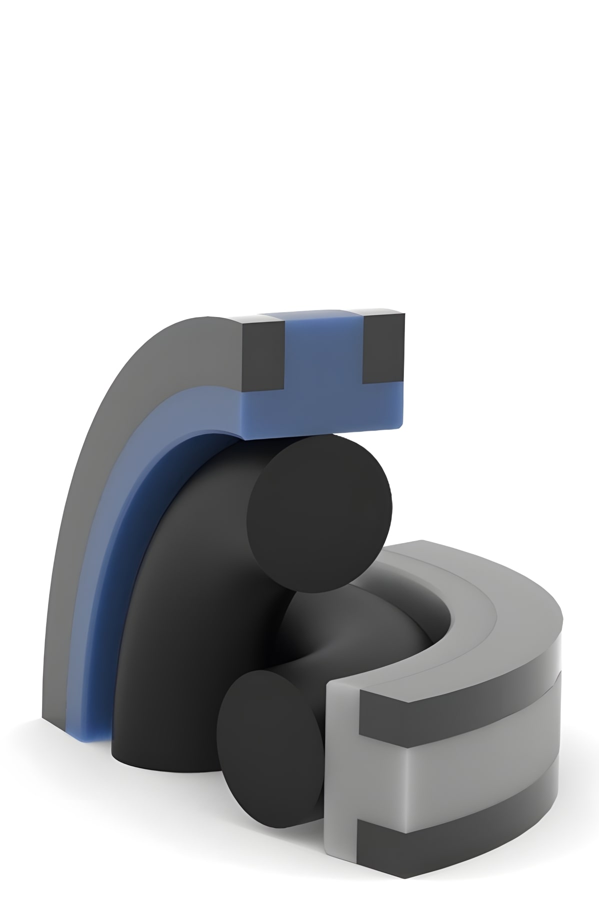 a 3D render double working pistonseal with corner reinforcements
