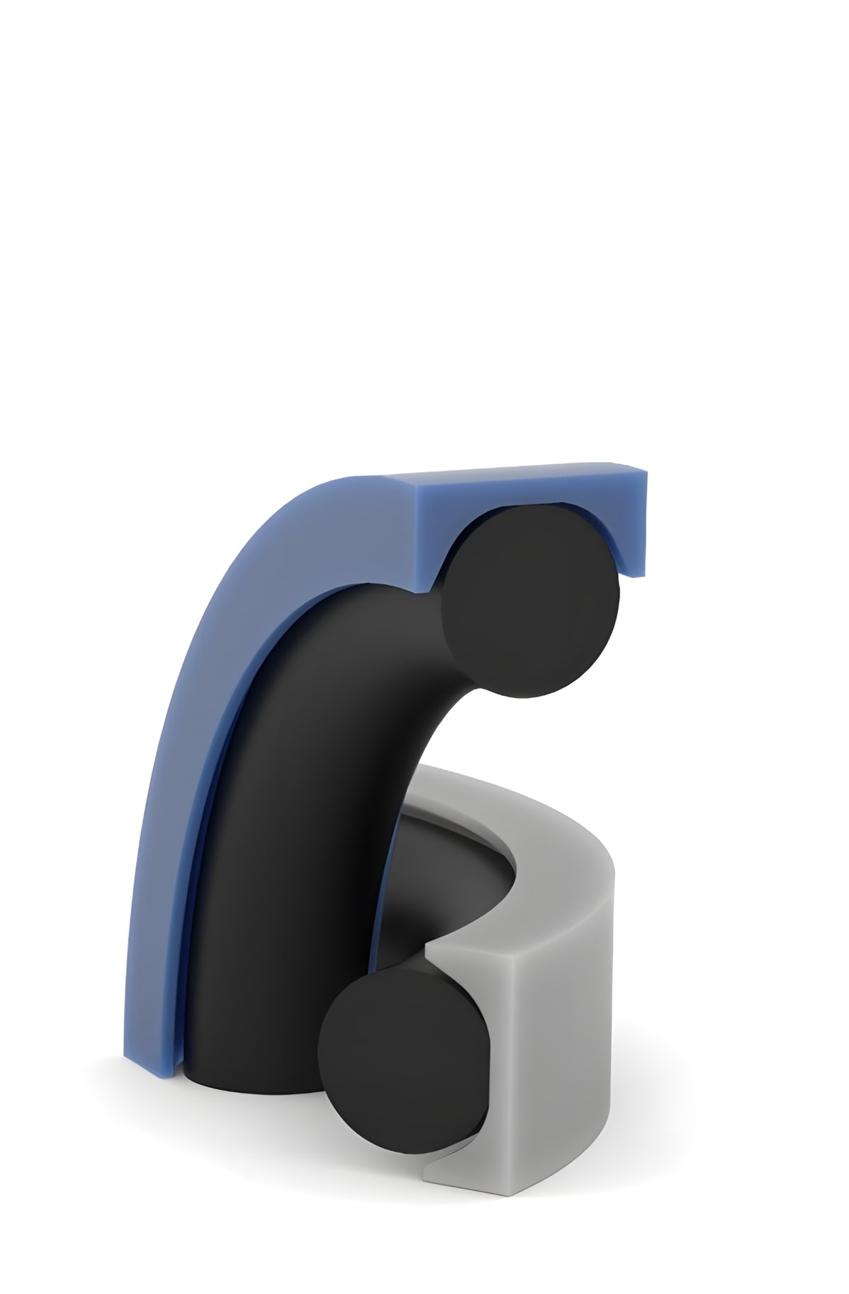 a 3d render of a double working pistonseal fitting in O-ring groove