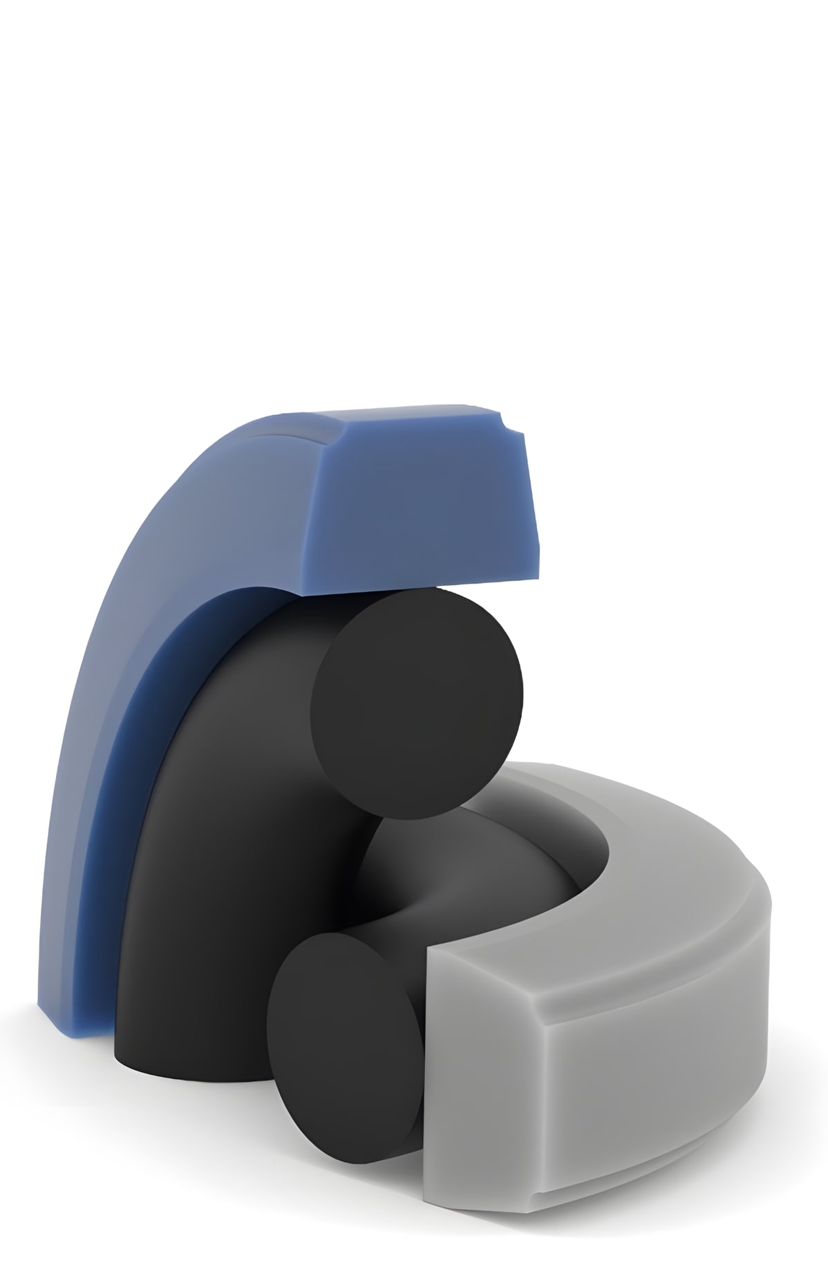 a 3D render of a double working pistonseal with limited positioning functions