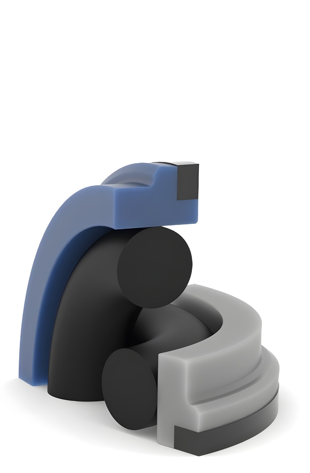 a 3d render of a single working rodseal with corner reinforcement