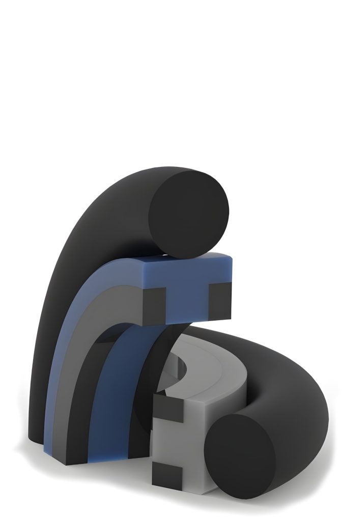 3D render of a double working rodseal with corner reinforcements