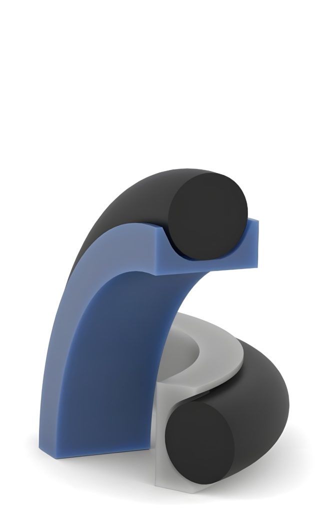 3D render of a double working rodseal fitting in O-ring groove