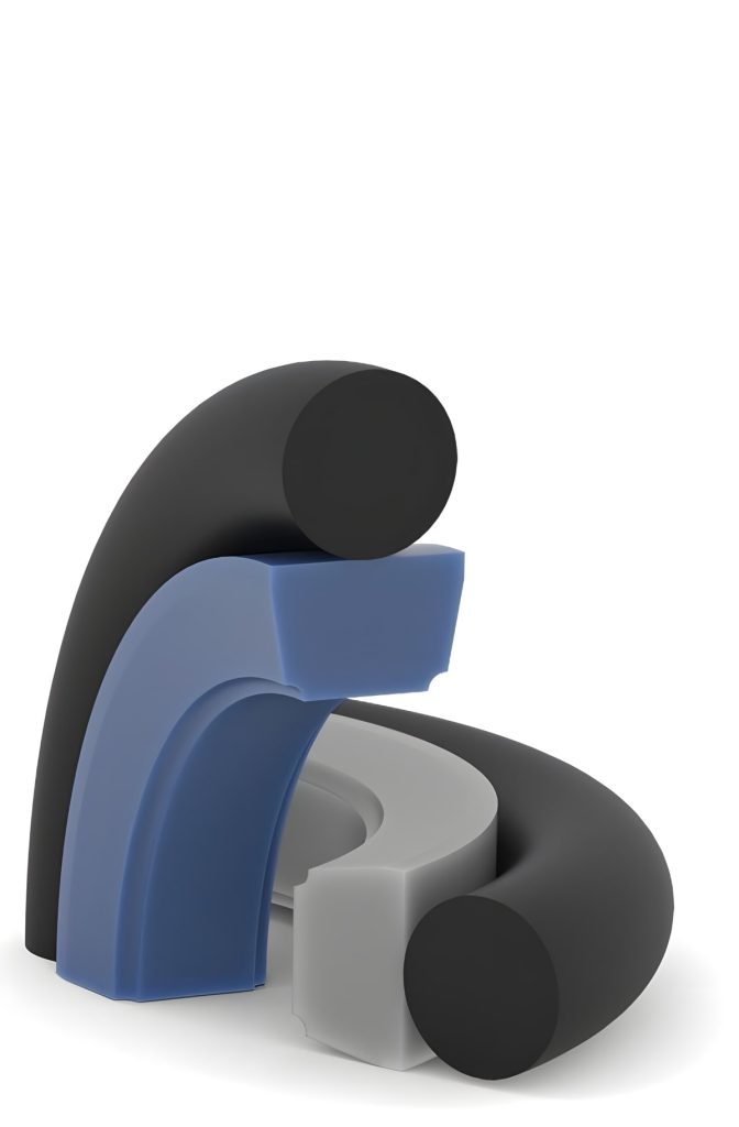 3D render of a double working rodseal with limited positioning function